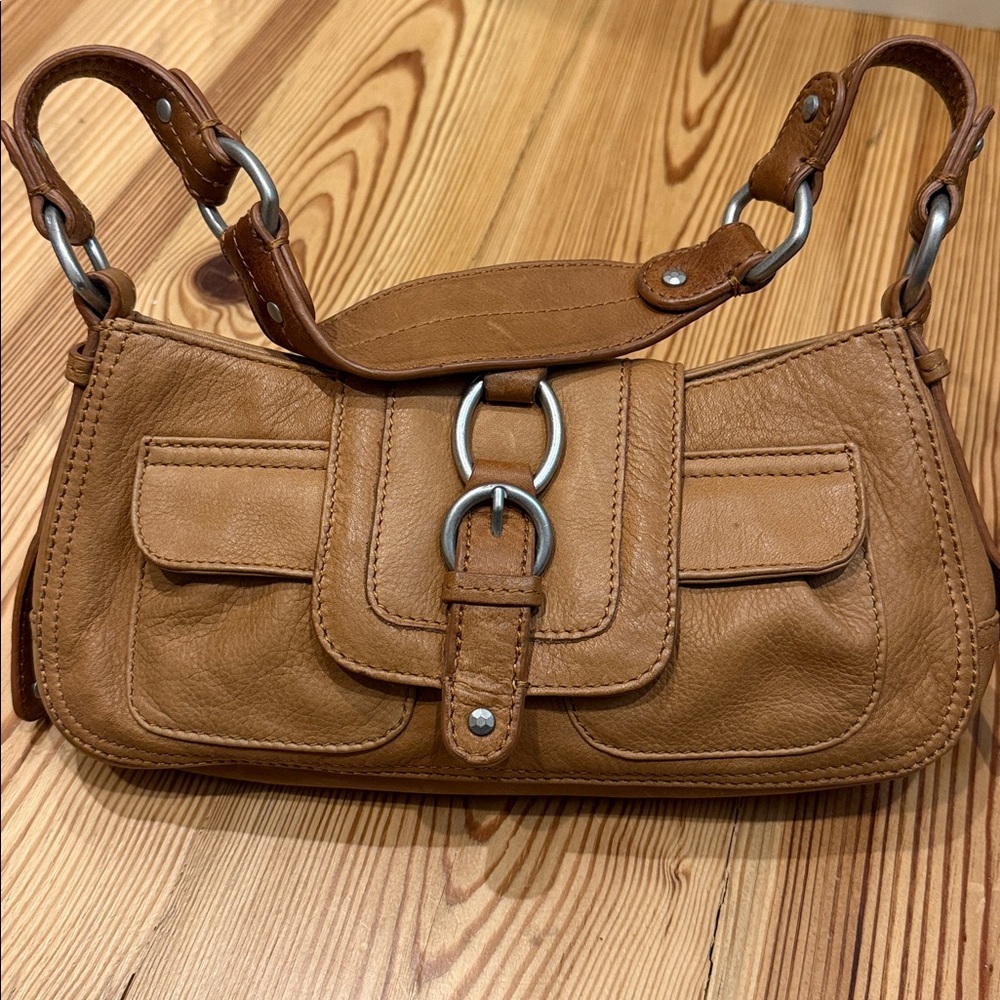 Sigrid Olsen Tan Leather Bag with Silver Rings